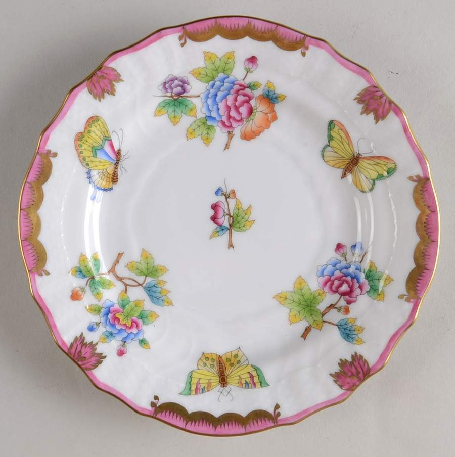 Queen Victoria (Pink) Bread & Butter Plate by Herend-1