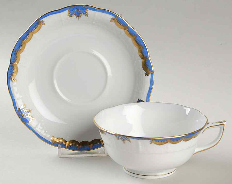 Princess Victoria Blue Footed Cup & Saucer Set by Herend-1