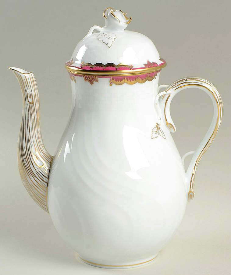 Princess Victoria Pink Coffee Pot & Lid by Herend-1