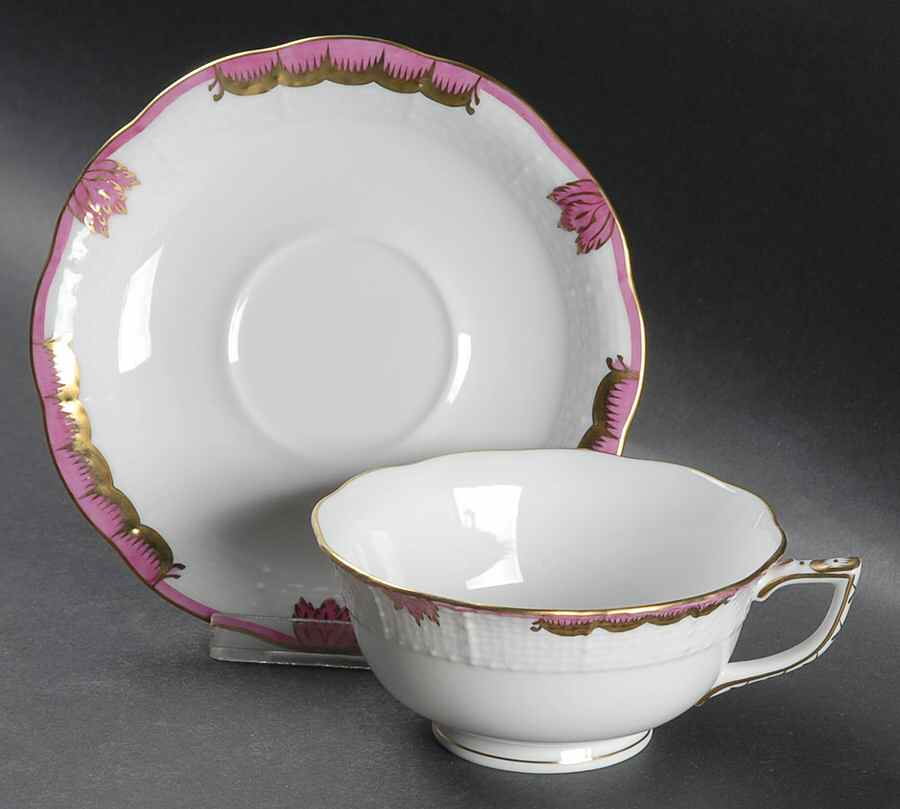 Princess Victoria Pink Footed Cup & Saucer Set by Herend-1