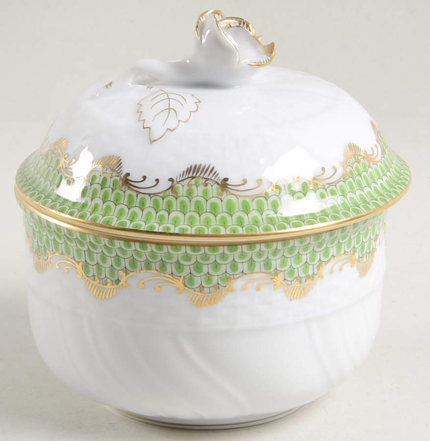 Fish Scale Sugar Bowl & Lid by Herend-1