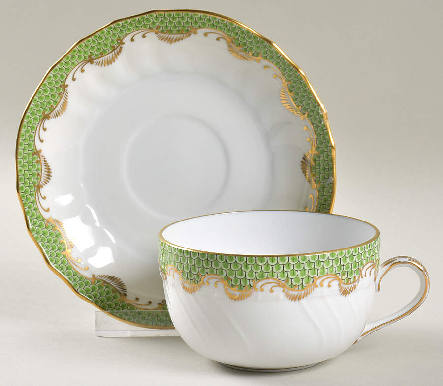 Fish Scale Footed Cup & Saucer Set by Herend-1