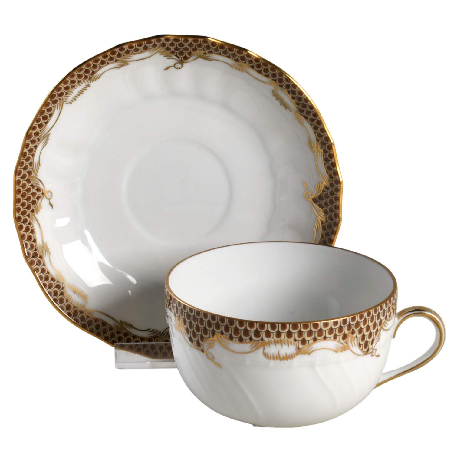 Fish Scale Footed Cup & Saucer Set by Herend-1