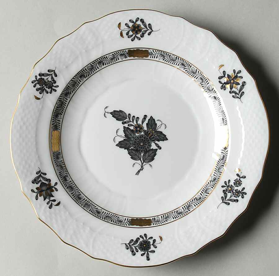 Chinese Bouquet Black Salad Plate by Herend-1