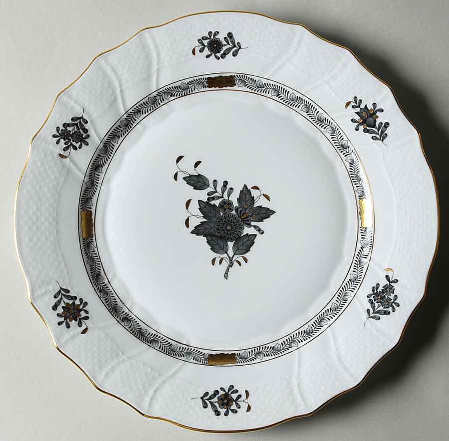 Chinese Bouquet Black Dinner Plate by Herend-1