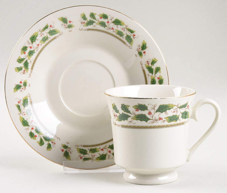 Home for the Holidays Footed Cup & Saucer Set by Holly Holiday-1