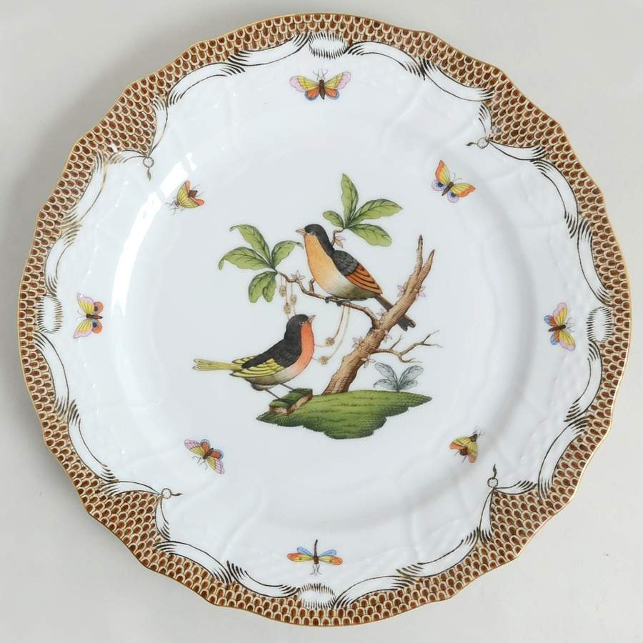 Rothschild Bird Brown Border Service Plate (Charger) by Herend-1