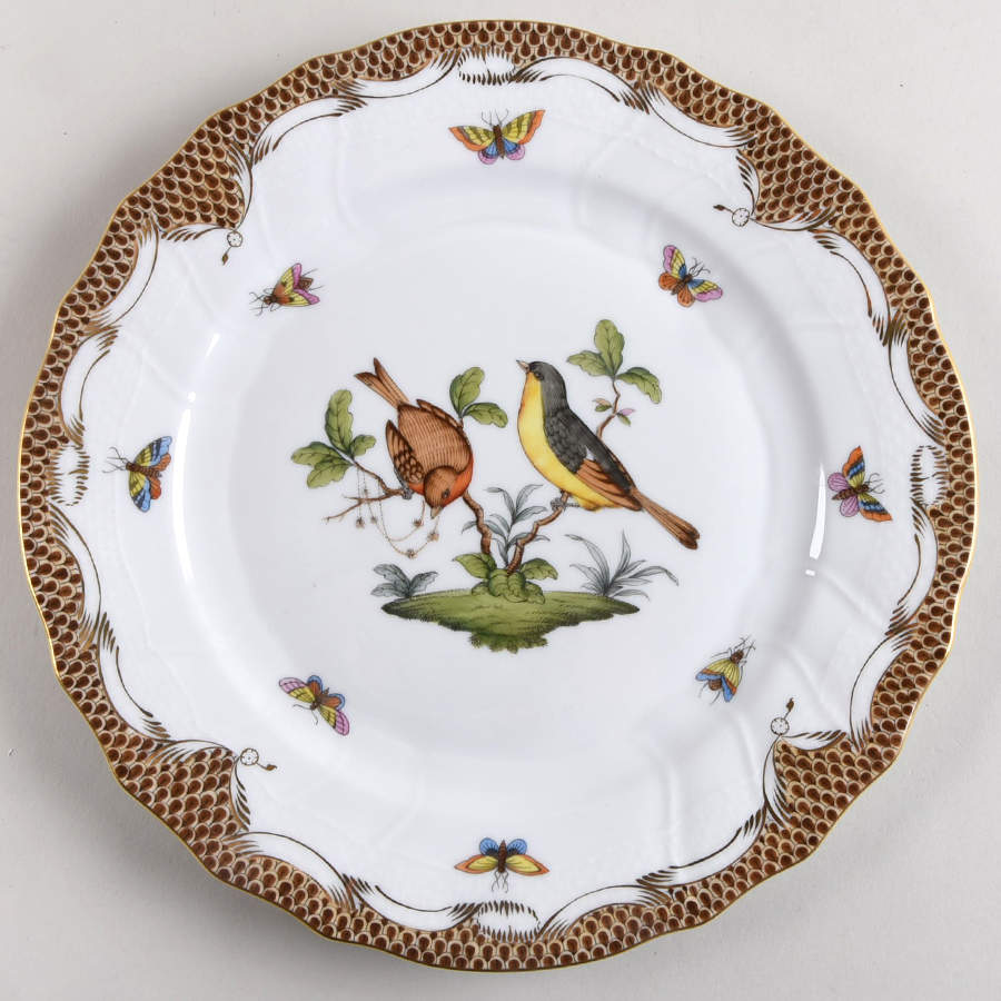 Rothschild Bird Brown Border Dinner Plate by Herend-1