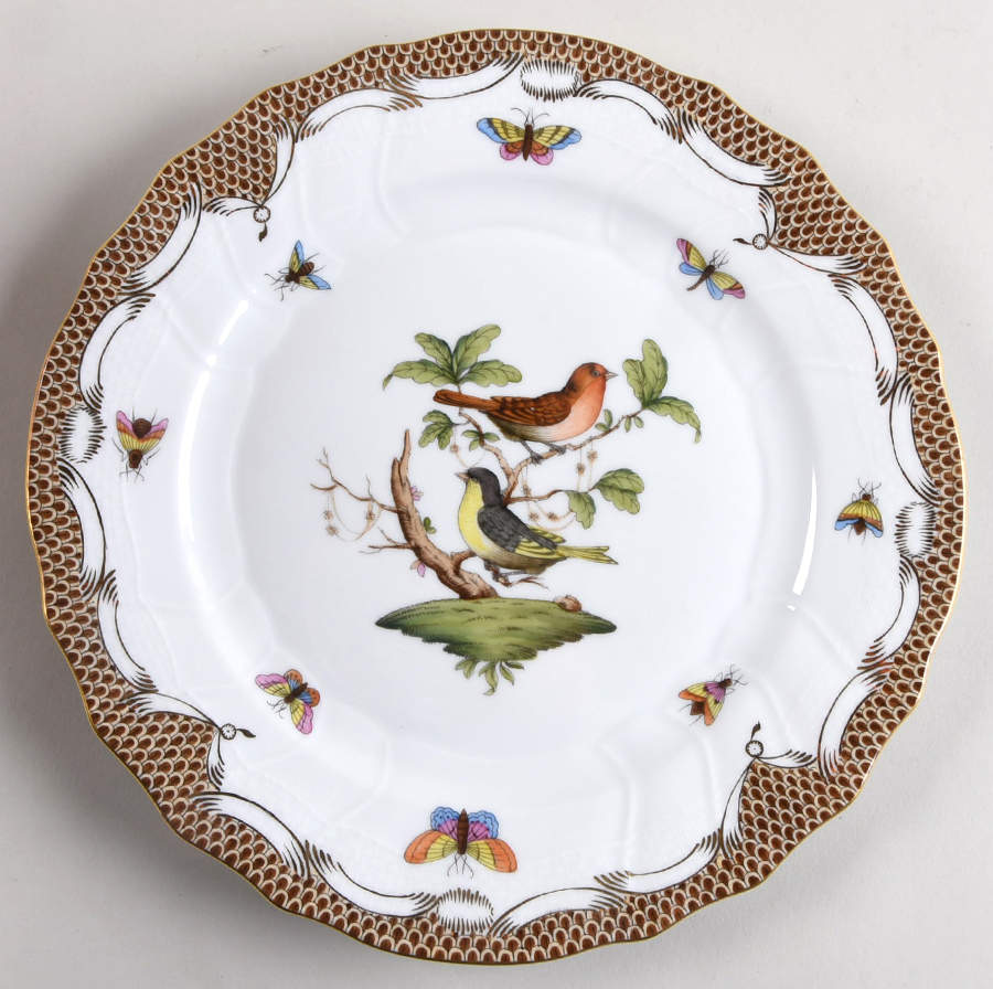 Rothschild Bird Brown Border Dinner Plate by Herend-1