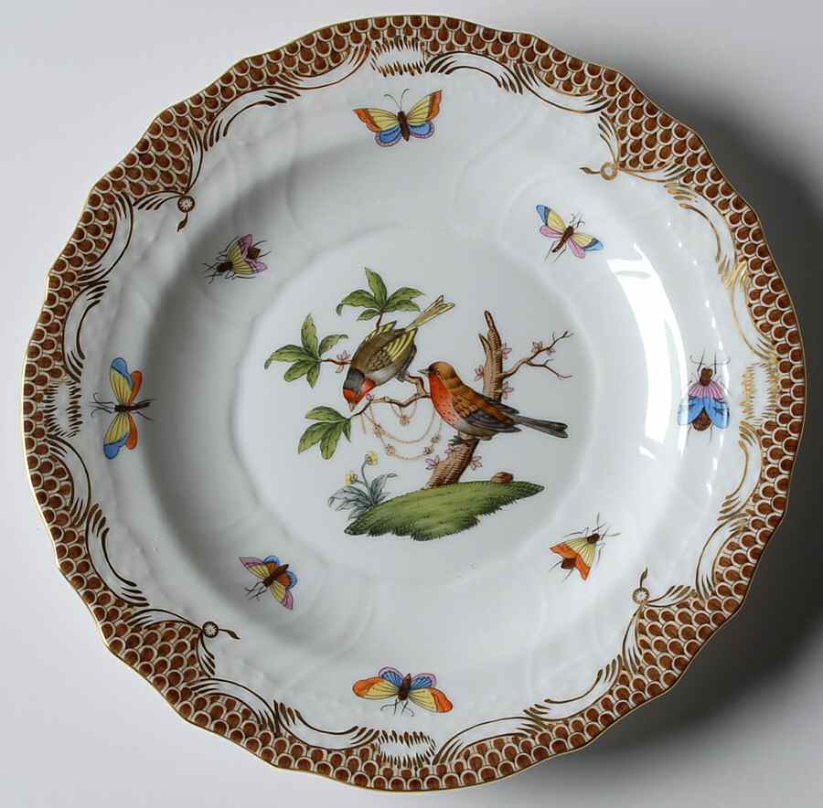 Rothschild Bird Brown Border Salad Plate by Herend-1