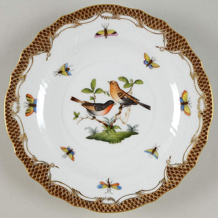 Rothschild Bird Brown Border Salad Plate by Herend-1