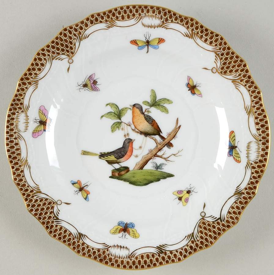 Rothschild Bird Brown Border Salad Plate by Herend-1