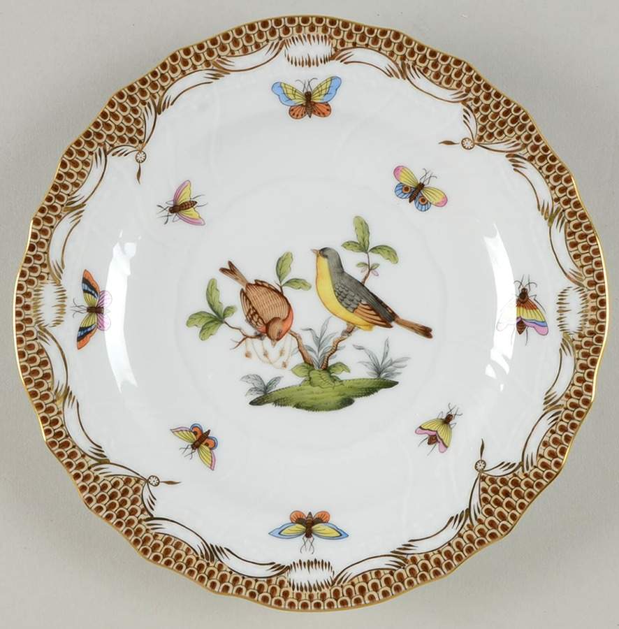Rothschild Bird Brown Border Salad Plate by Herend-1