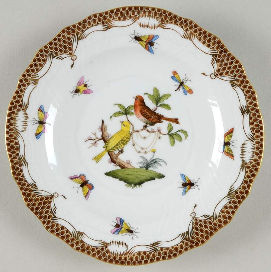 Rothschild Bird Brown Border Salad Plate by Herend-1