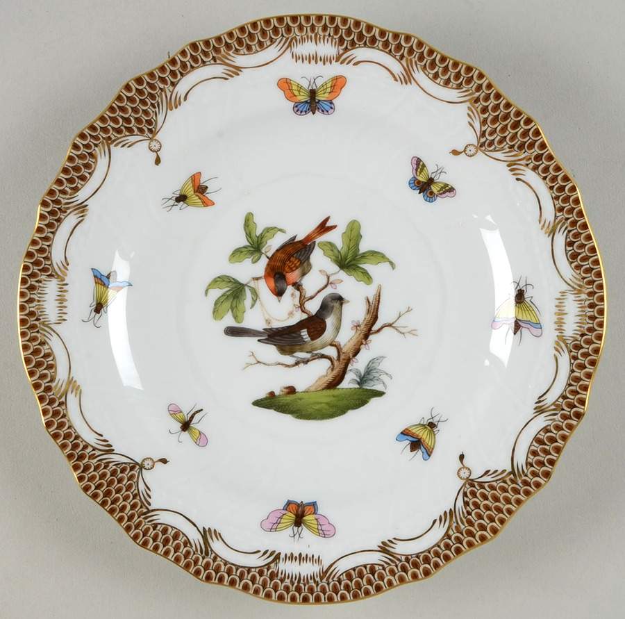 Rothschild Bird Brown Border Salad Plate by Herend-1
