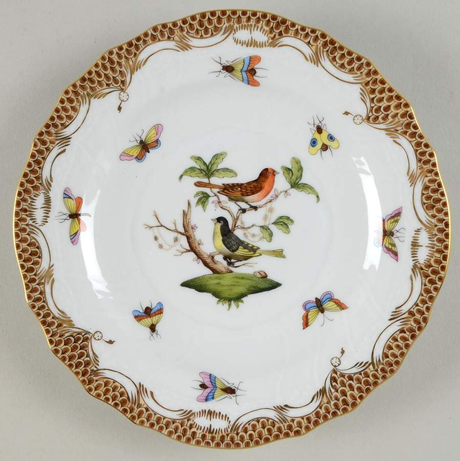 Rothschild Bird Brown Border Salad Plate by Herend-1