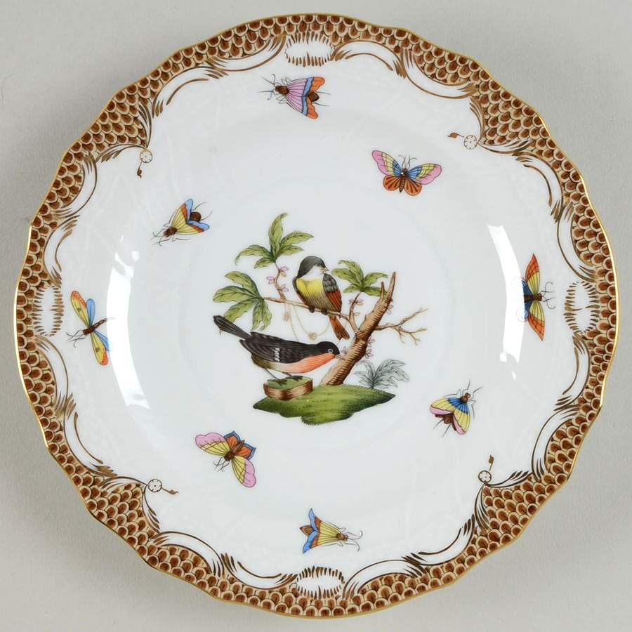 Rothschild Bird Brown Border Salad Plate by Herend-1
