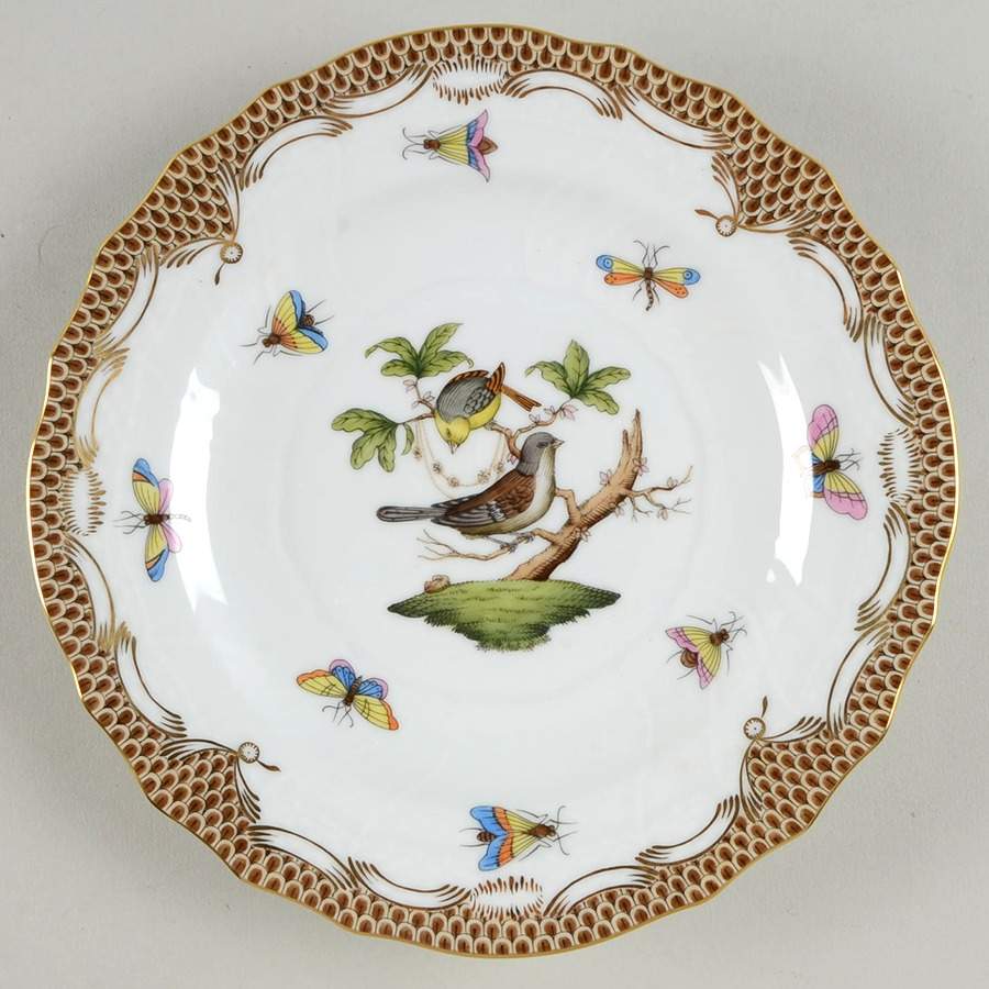 Rothschild Bird Brown Border Salad Plate by Herend-1
