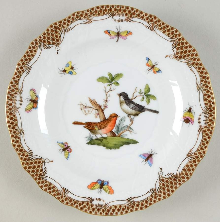 Rothschild Bird Brown Border Salad Plate by Herend-1
