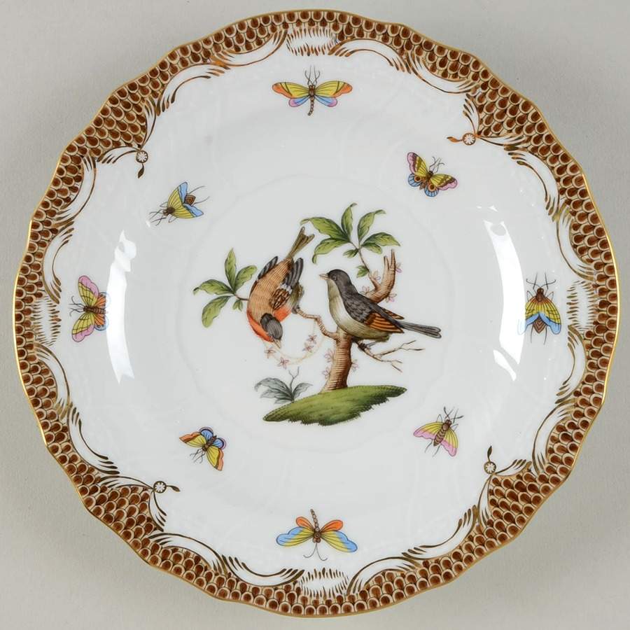 Rothschild Bird Brown Border Salad Plate by Herend-1