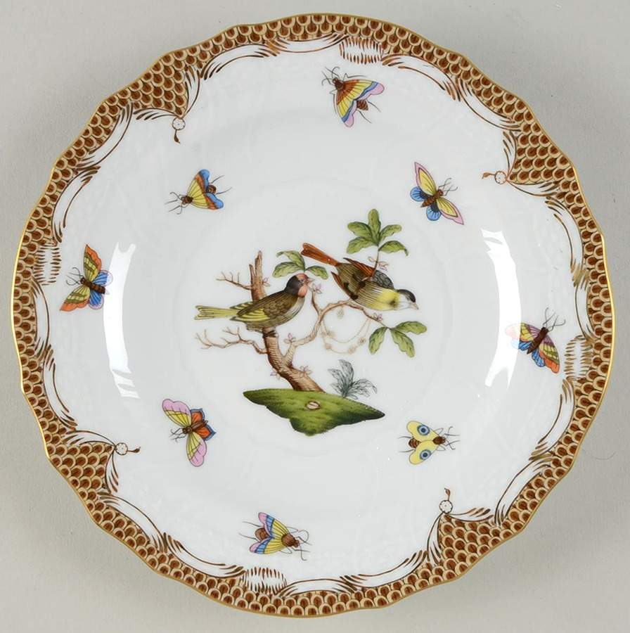 Rothschild Bird Brown Border Salad Plate by Herend-1