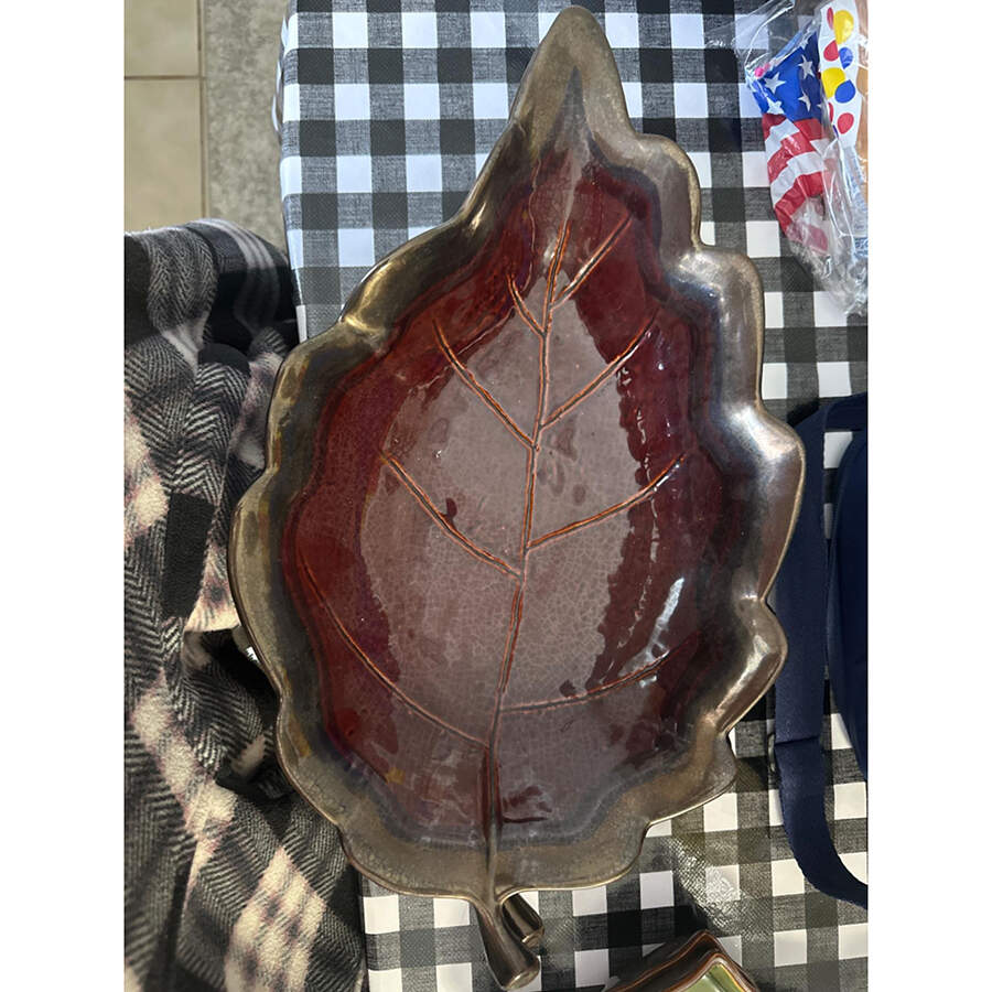 American Simplicity Rust 15" Leaf Shaped Platter by Home-1