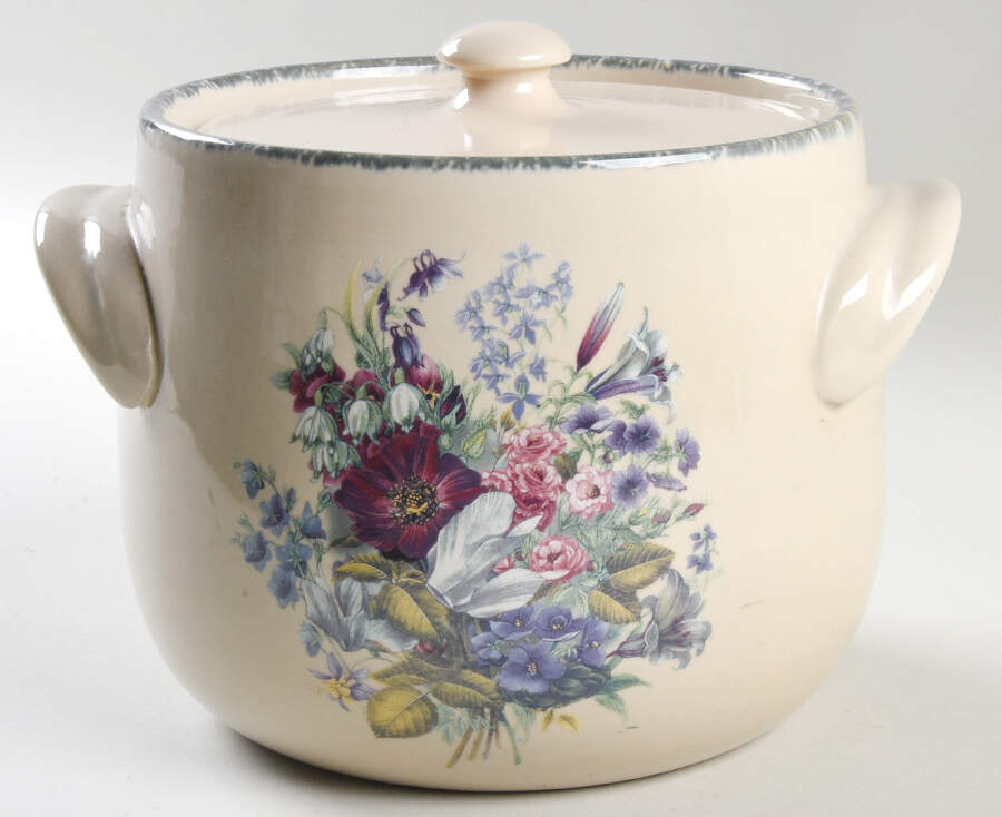 Floral Bean Pot & Lid by Home & Garden Party-1