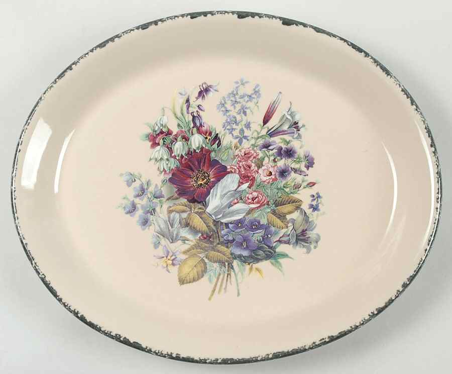 Floral 13" Oval Serving Platter by Home & Garden Party-1