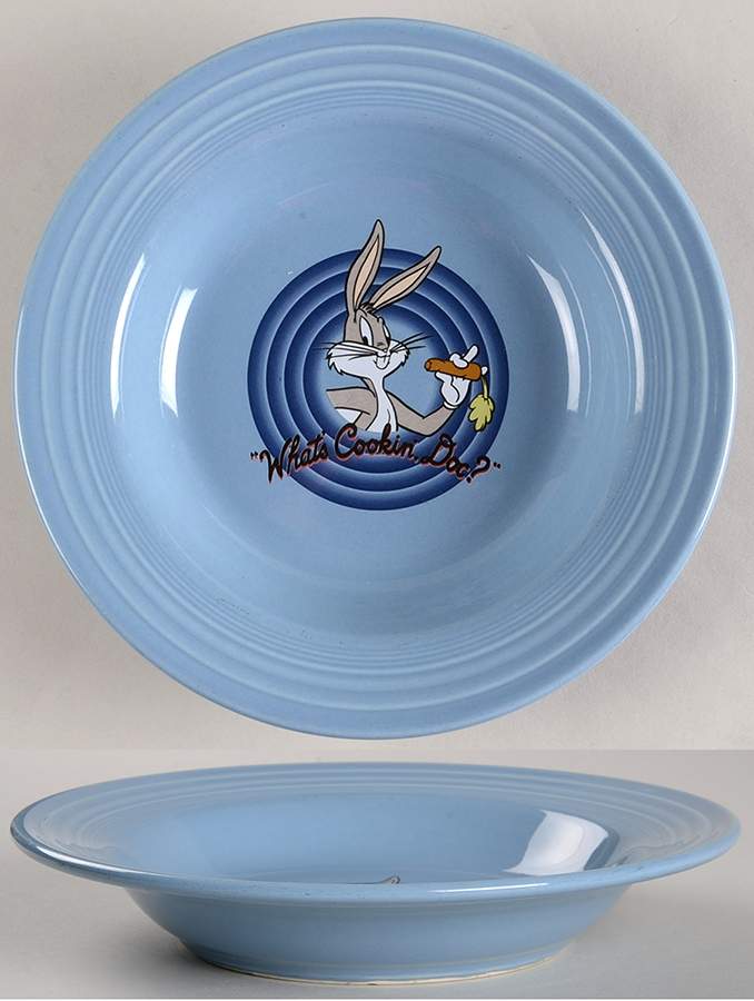 Fiesta Looney Tunes Blue Large Rim Soup Bowl by Homer Laughlin -1
