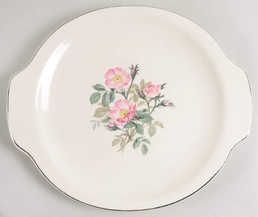 Wild Rose (Aladdin) Handled Cake Plate by Harker-1