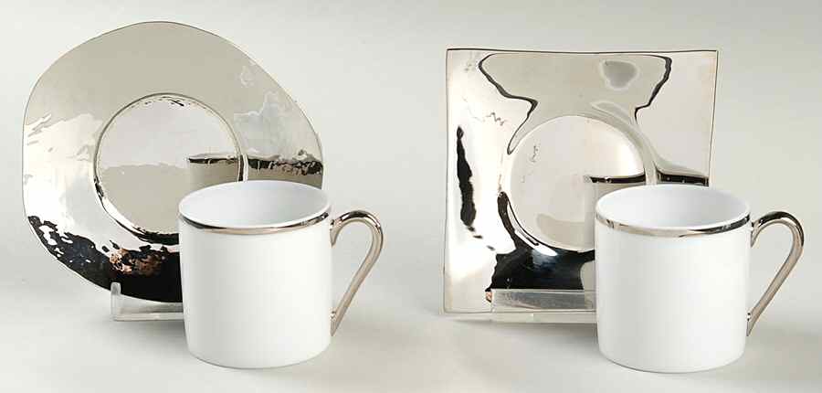 Coup de Coeurs Platinum Flat Demi Cup & Saucer Set - Set of 2 (Motif 1-2) by Robert Haviland-1