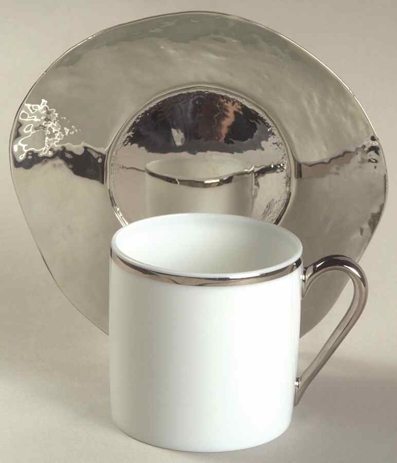 Coup de Coeurs Platinum Flat Demitasse Cup & Saucer Set by Robert Haviland-1
