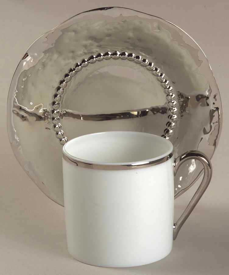 Coup de Coeurs Platinum Flat Demitasse Cup & Saucer Set by Robert Haviland-1