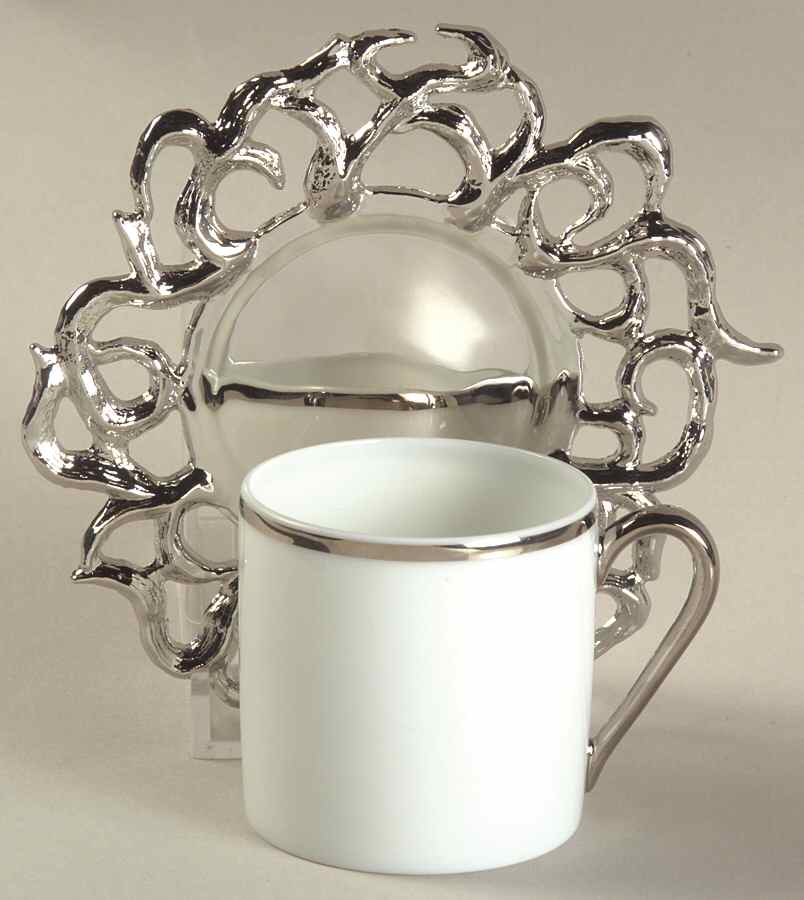 Coup de Coeurs Platinum Flat Demitasse Cup & Saucer Set by Robert Haviland-1