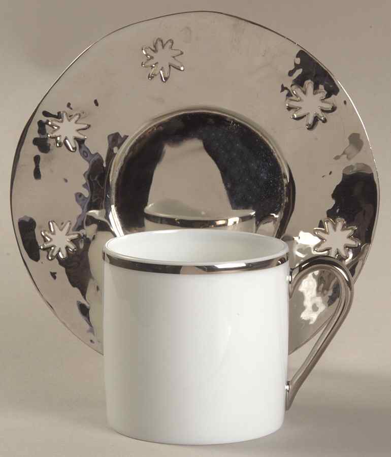 Coup de Coeurs Platinum Flat Demitasse Cup & Saucer Set by Robert Haviland-1