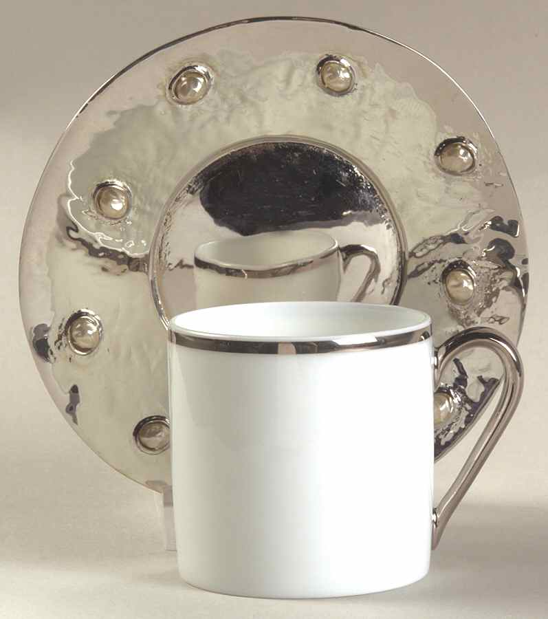 Coup de Coeurs Platinum Flat Demitasse Cup & Saucer Set by Robert Haviland-1