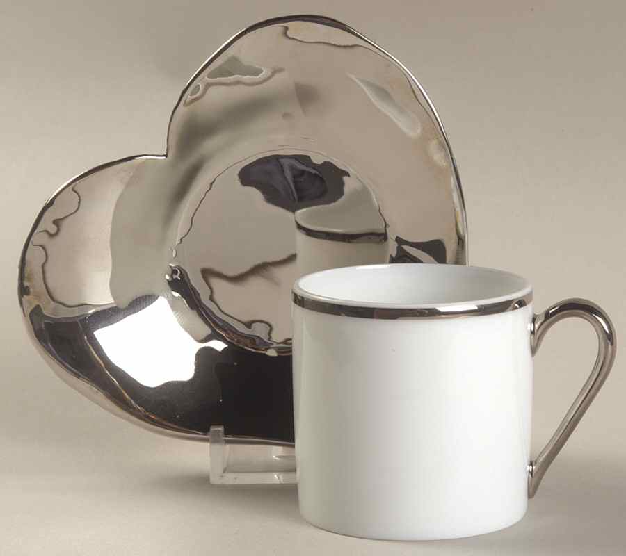 Coup de Coeurs Platinum Flat Demitasse Cup & Saucer Set by Robert Haviland-1