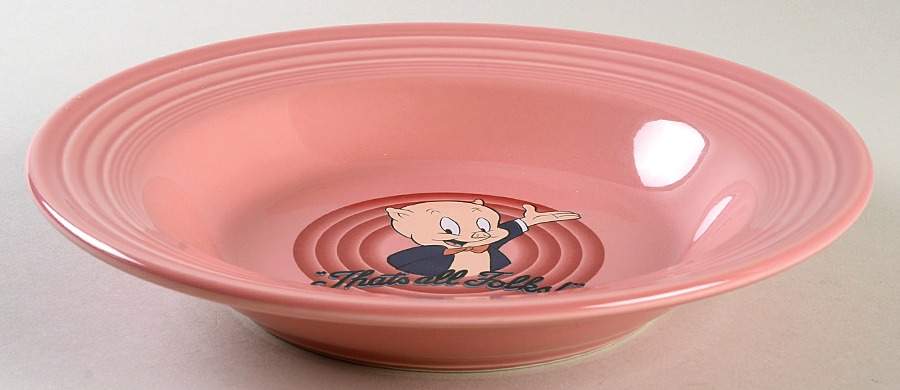 Fiesta Looney Tunes Rose Large Rim Soup Bowl by Homer Laughlin -1