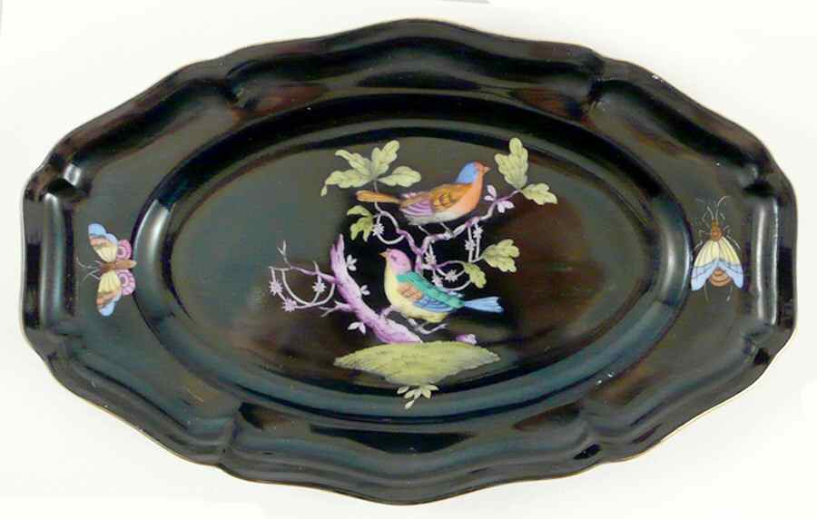 Rothschild Bird (Black Background) Tray for Mini Tureen by Herend-1