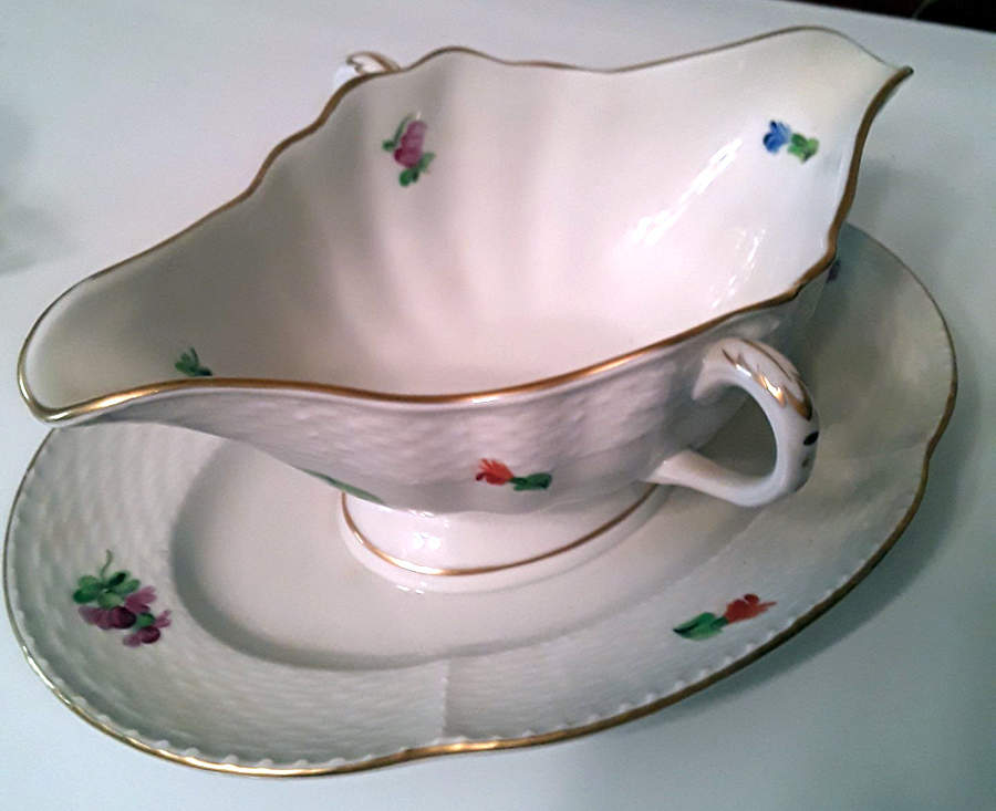 Kitty Gravy Boat with Attached Underplate by Herend-1