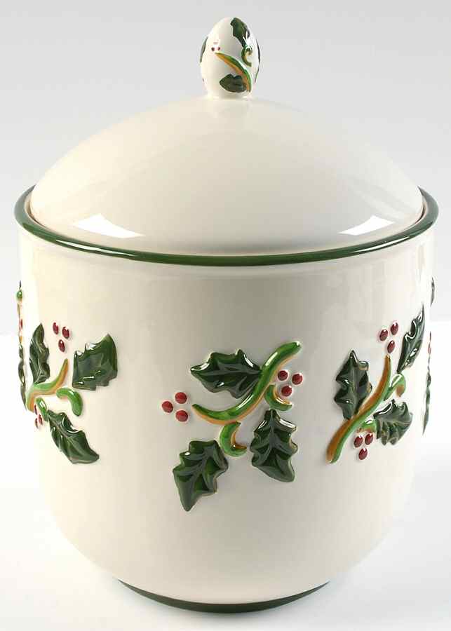 Holly Cookie Jar & Lid by Home-1