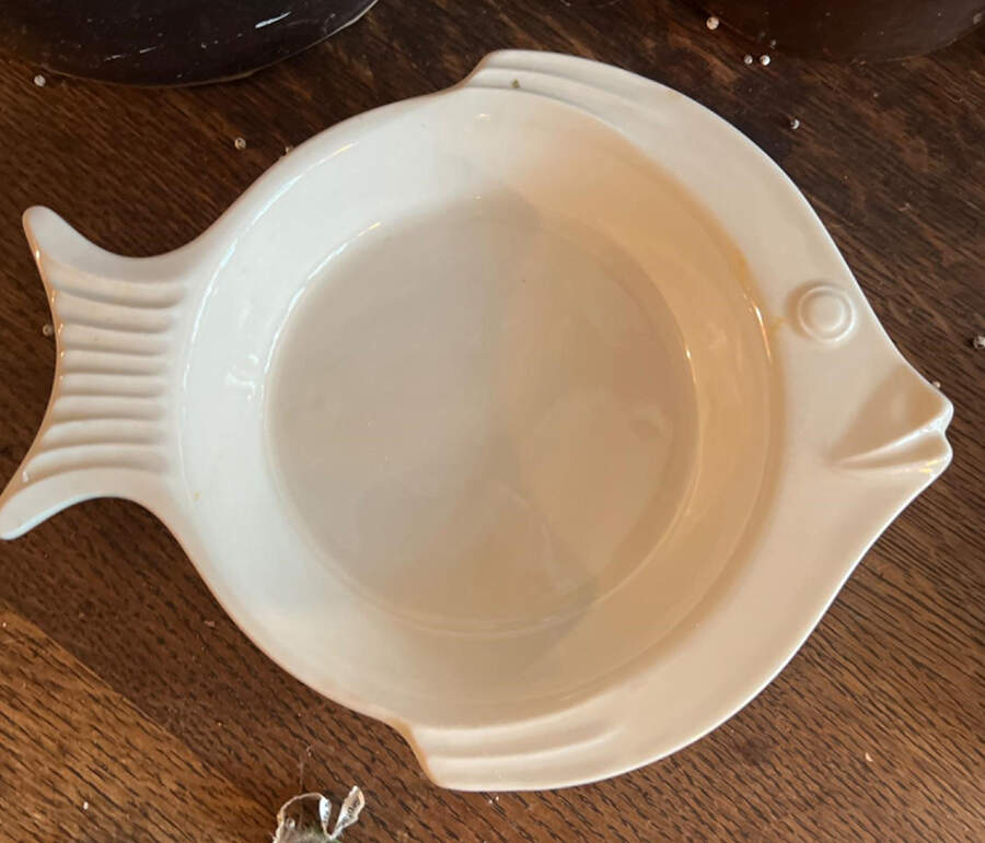 White Fish Shaped Bowl by Hall-1