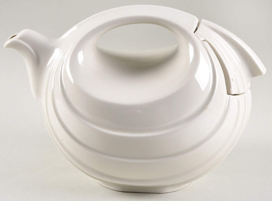 White Rhythm Teapot & Lid by Hall-1