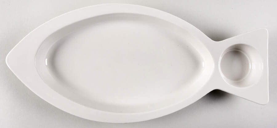 White 15" Fish Platter by Hall-1