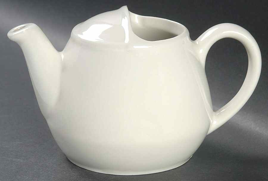 White Small Open London Teapot by Hall-1