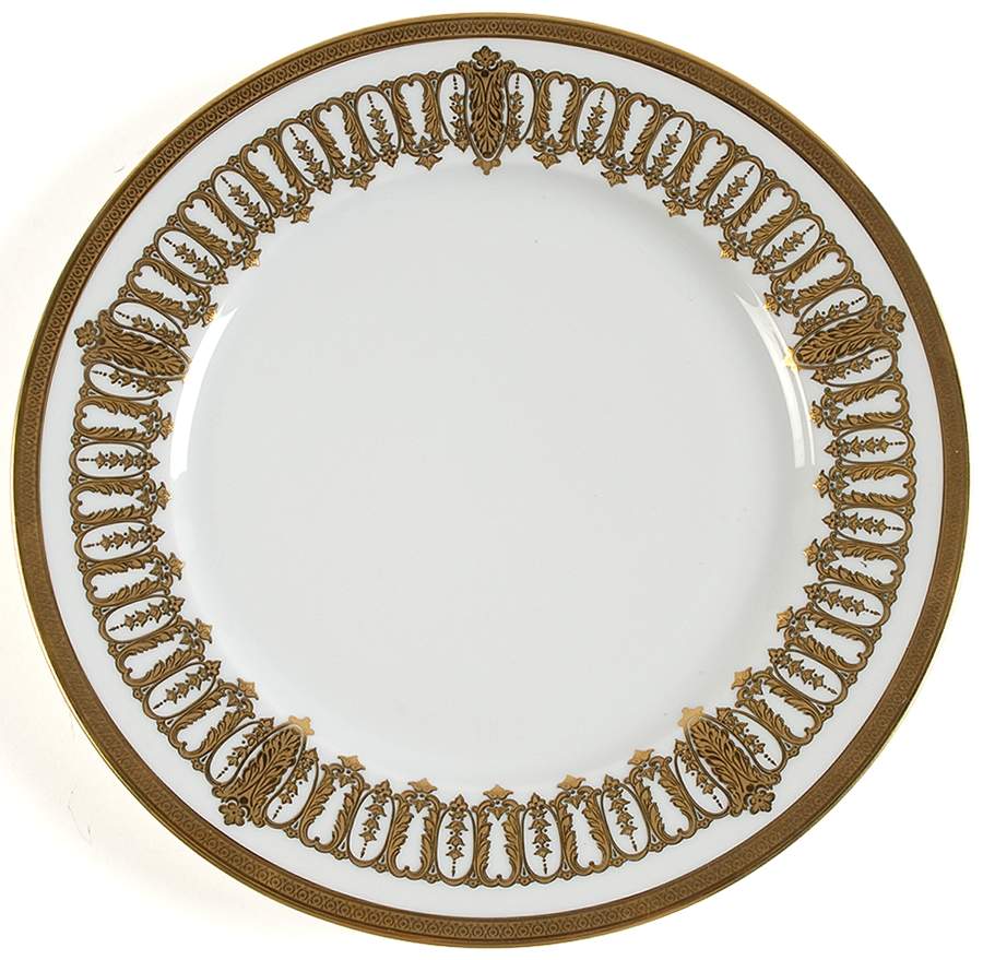 Saint Honore White and Gold Dinner Plate by Haviland-1