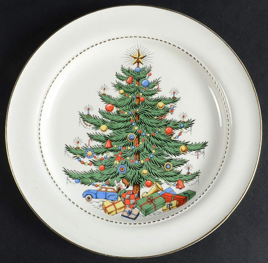 Christmas Tree & Holly Breakfast Plate by Hall-1