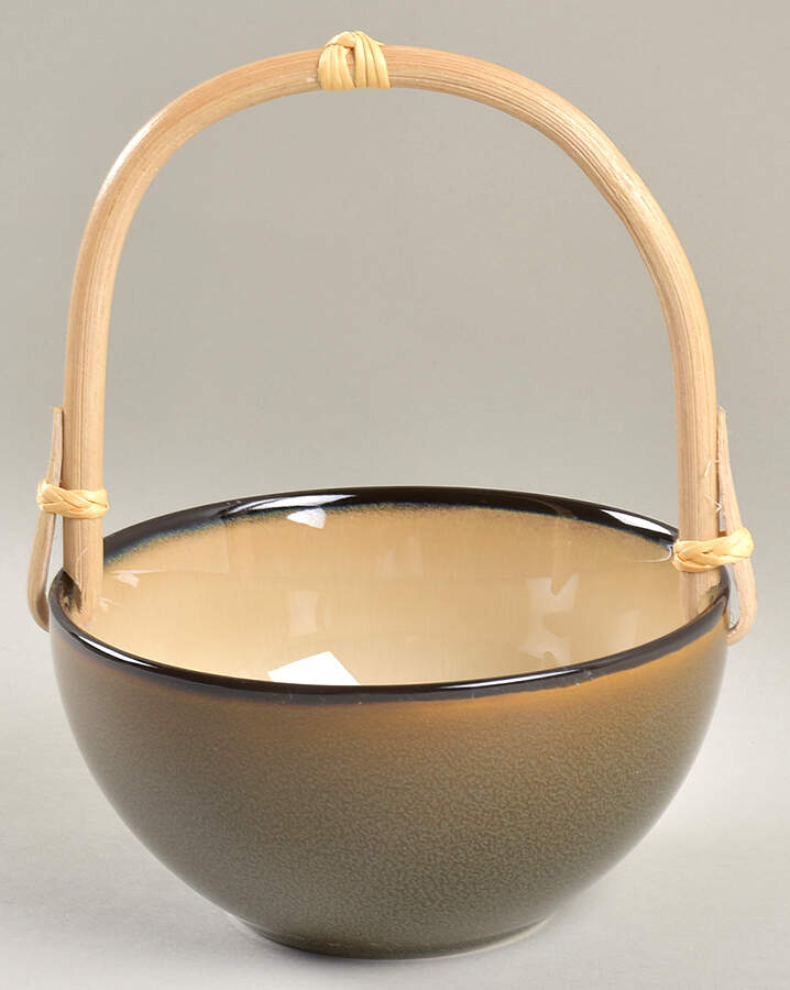 Rave Stripe 7''-7 1/4'' Basket W/Bamboo Handle HC by Home Trends-1