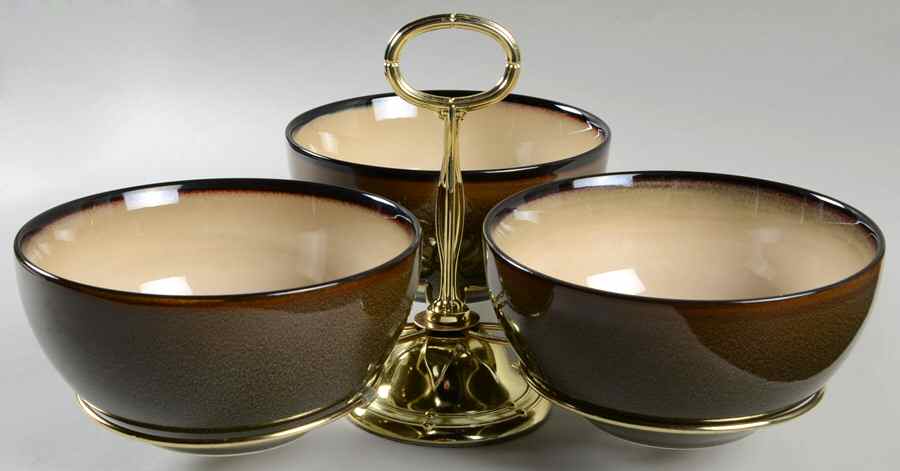 Rave Stripe 7" x 12" 3-Part Relish & Metal Stand (CERC) HC by Home Trends-1