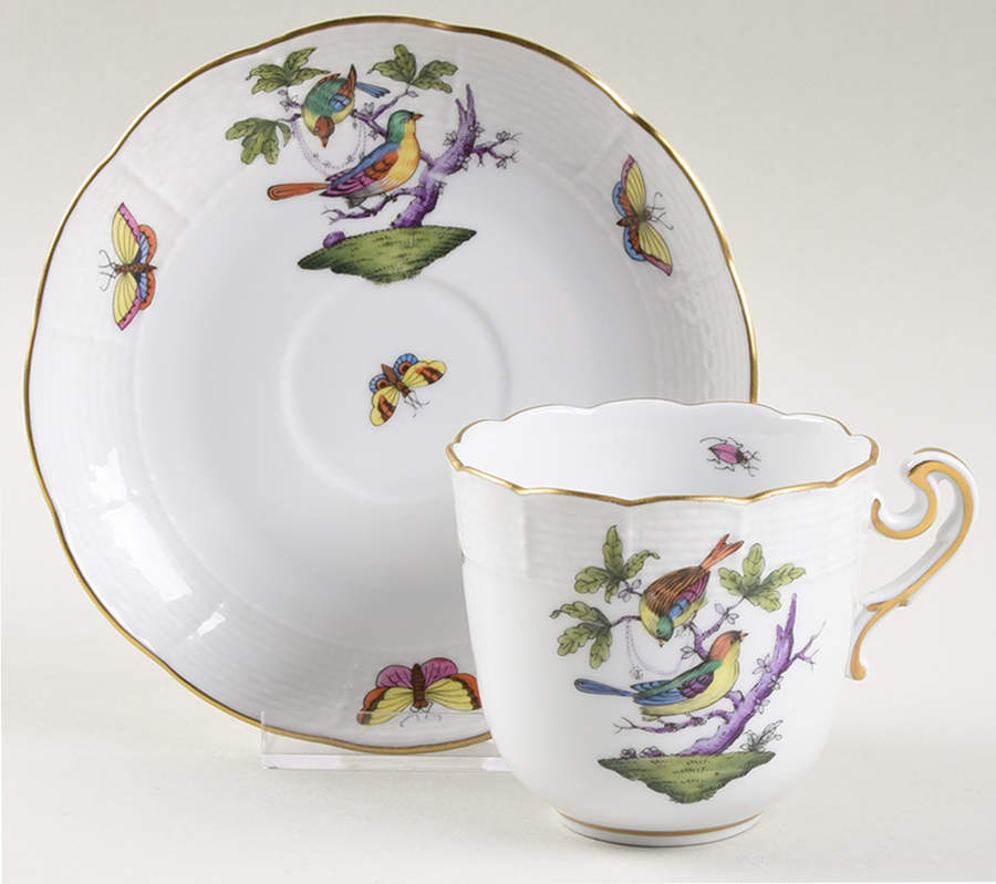 Rothschild Bird (Pastel Colors) Chocolate Cup & Saucer Set by Herend-1